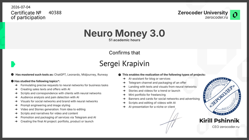 Certificate for Neurodengi 3 course
